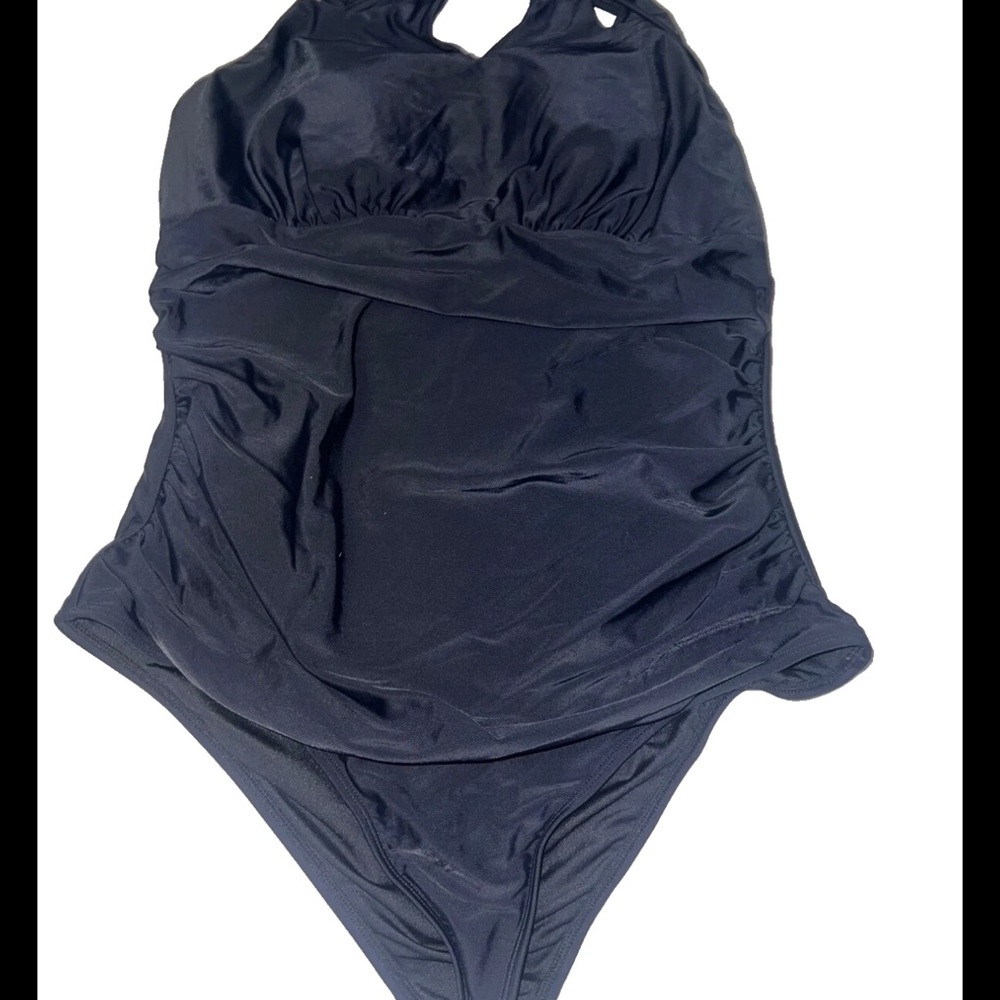Cupshe Black One Piece Swimsuit with Ruched Design size L